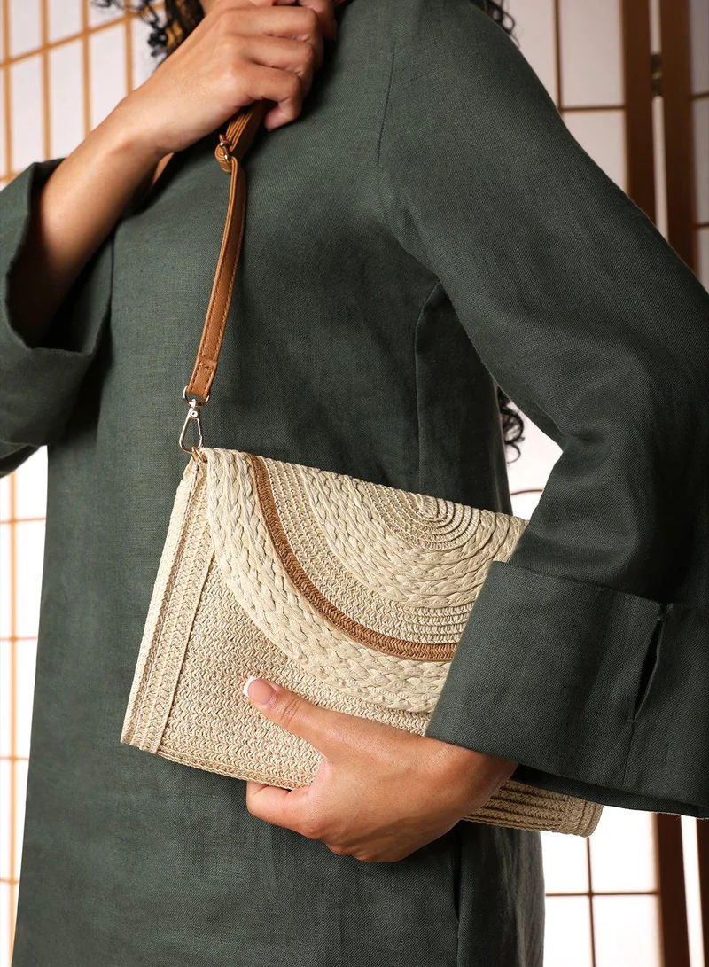 Where's That From Alto Raffia Fold Over Clutch Bag