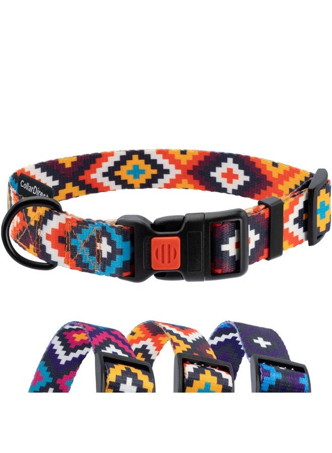 CollarDirect Aztec Dog Collar Adjustable Nylon Tribal Pattern Geometric Pet Collars for Dogs Small Medium Large Puppy (Aztec Sunset, Neck Fit 18"-26") - Image 1