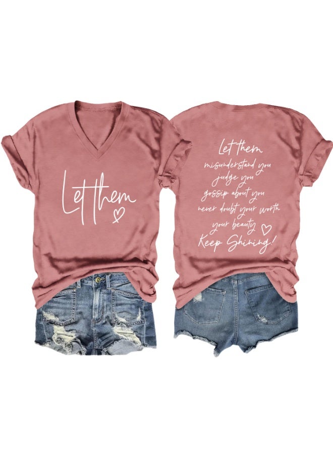 Women Motivational Saying Graphic Tshirt Casual Loose Tops - Image 1