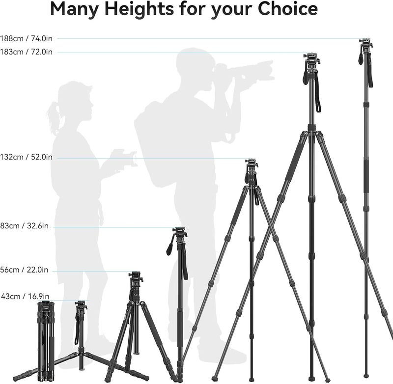 SMALLRIG CT180 Video Tripod with Mini Fluid Head Kit V2 - Image 3