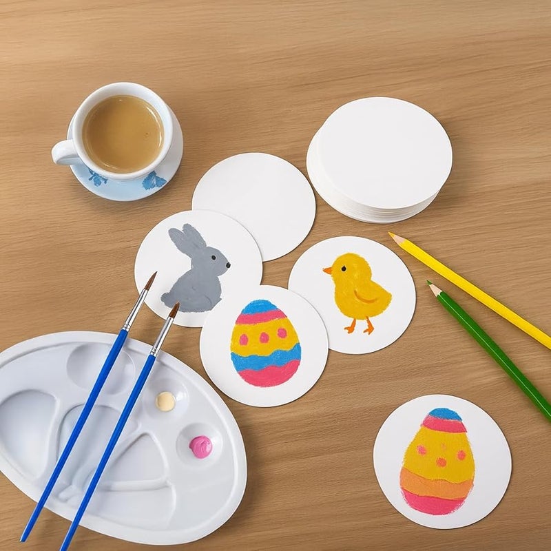 36 Pcs 5.71 Inch Round Watercolor Cards Thick White Cardstock For DIY Mandala Drawing Painting - Image 4