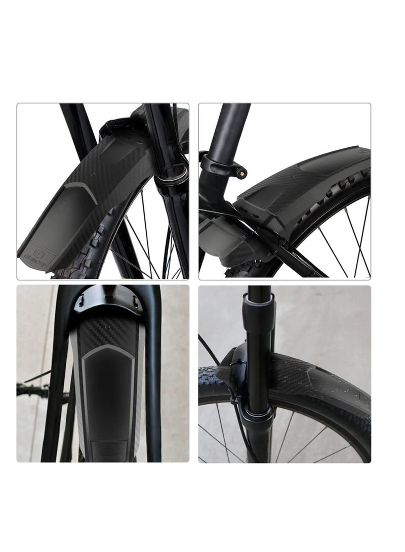 SOLARAE واقية دراجة جبلية، واقي طين MTB، واقيات طين مطاطية منقوشة، واقي طين أمامي وخلفي للدراجة، مناسب لجميع أنواع الدراجات الجبلية، يناسب دراجات 20" 26" 27.5" 29" العالمية، أسود (2 قطعة) - Image 2