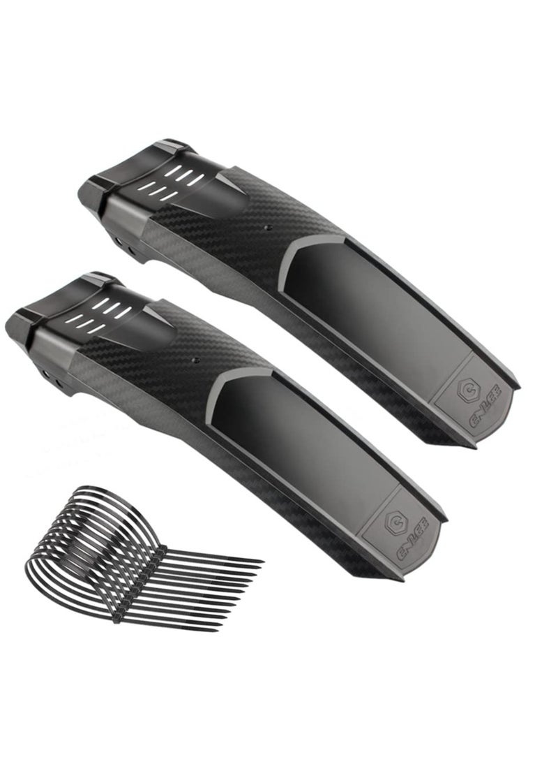 SOLARAE واقية دراجة جبلية، واقي طين MTB، واقيات طين مطاطية منقوشة، واقي طين أمامي وخلفي للدراجة، مناسب لجميع أنواع الدراجات الجبلية، يناسب دراجات 20" 26" 27.5" 29" العالمية، أسود (2 قطعة) - Image 1