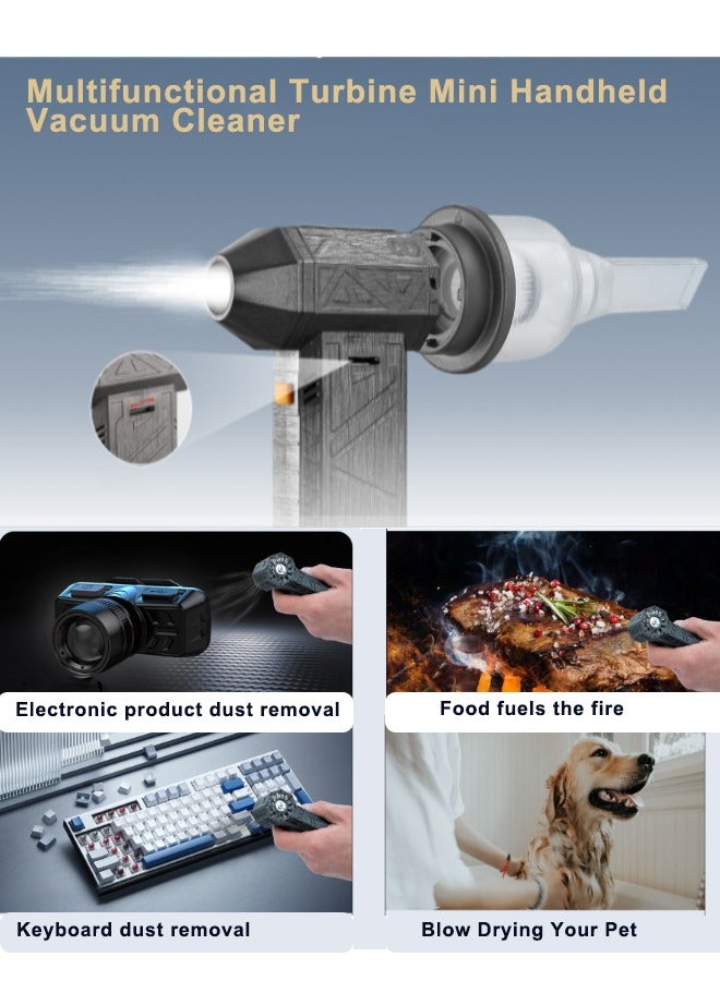 3 IN 1 Mini Blower, 130000 RPM Portable Mini Jet Blower, Vacuum Cleaner, Blower, Car Dryer- 3 Speed ​​Adjustment with Large Battery and Type-C Fast Charging