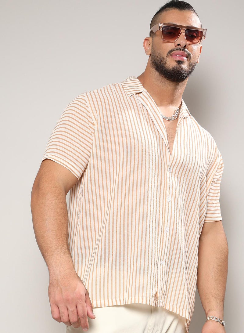 Instafab Plus Unbalanced Striped Shirt - Image 1