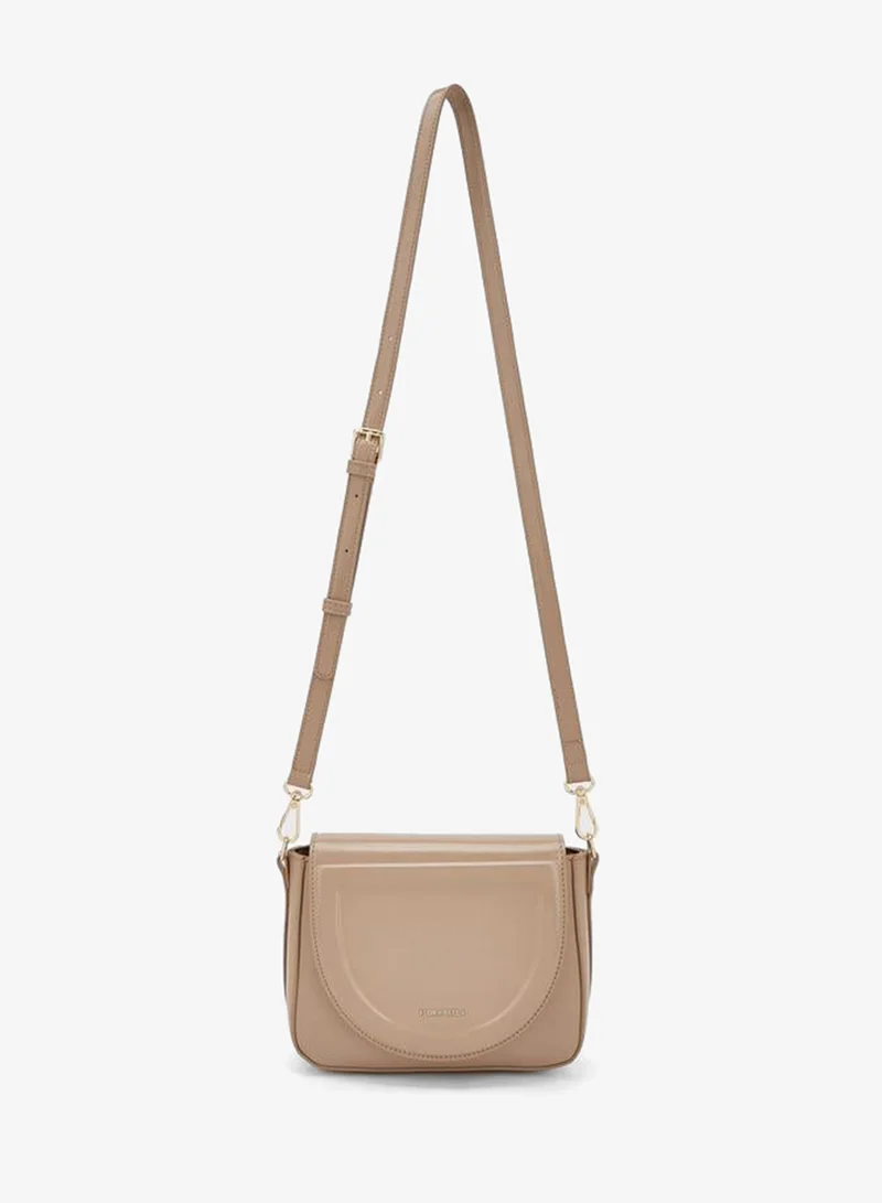 Flora Bella By Shoexpress nude Solid Crossbody Bag With Detachable Strap for Women | Best Price UAE