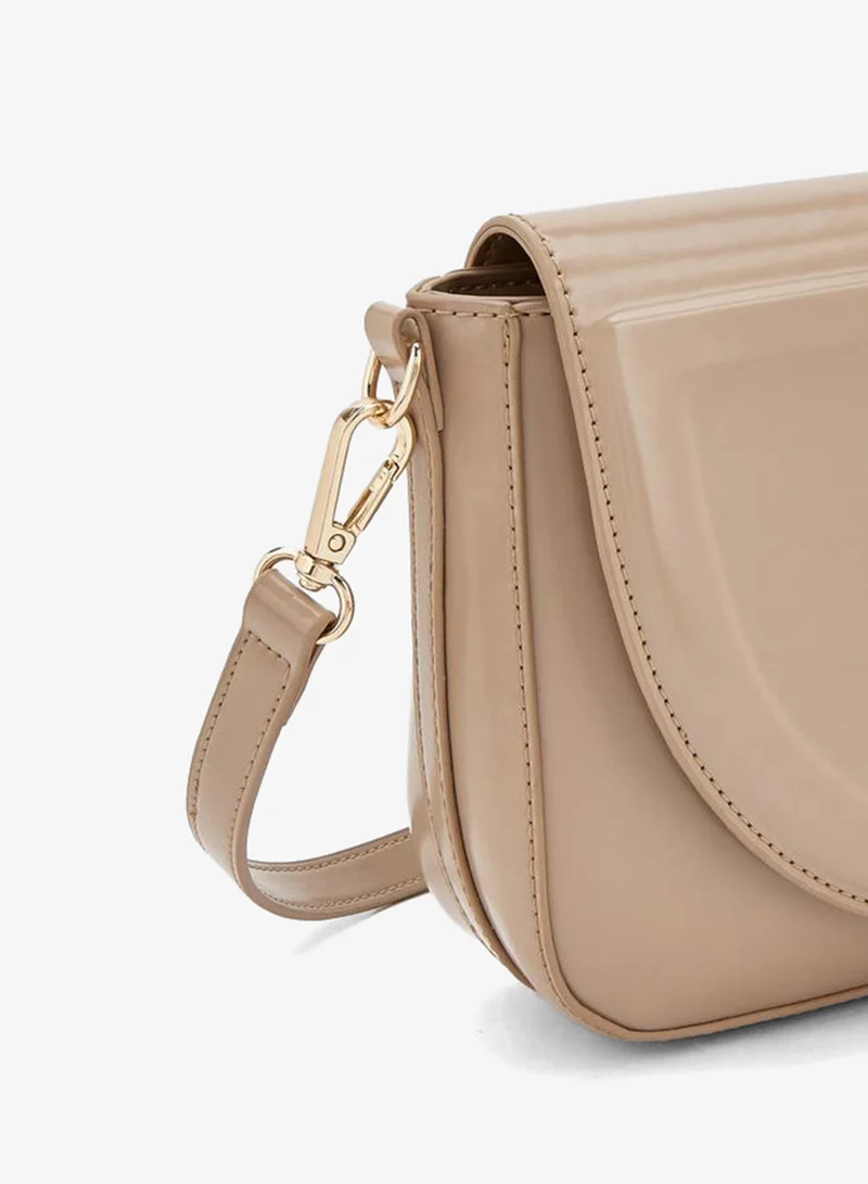 Flora Bella By Shoexpress nude Solid Crossbody Bag With Detachable Strap for Women | Best Price UAE