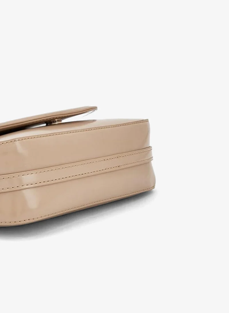 Flora Bella By Shoexpress nude Solid Crossbody Bag With Detachable Strap for Women | Best Price UAE