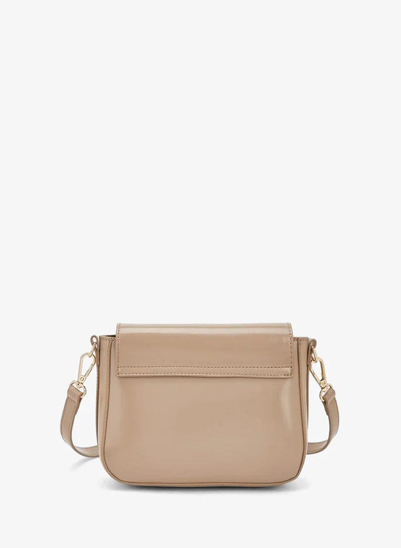 Flora Bella By Shoexpress nude Solid Crossbody Bag With Detachable Strap for Women | Best Price UAE