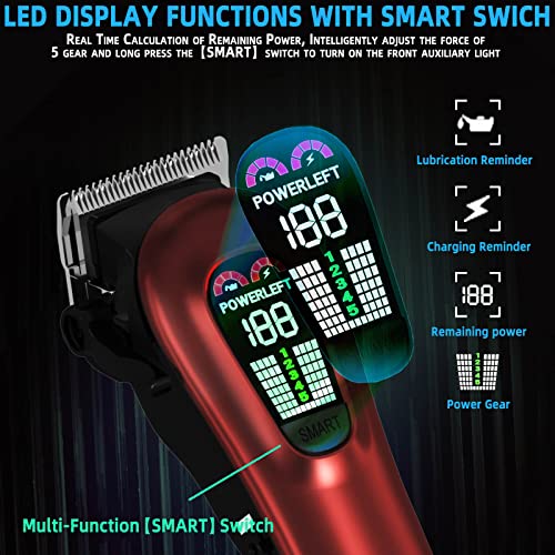 TCMKY Hair Clippers for Men Professional Clippers for Men Cordless&Corded Barber Clippers for Hair Cutting & Grooming. Rechargeable Hair Trimmer Kit for Household (Red) - Image 5