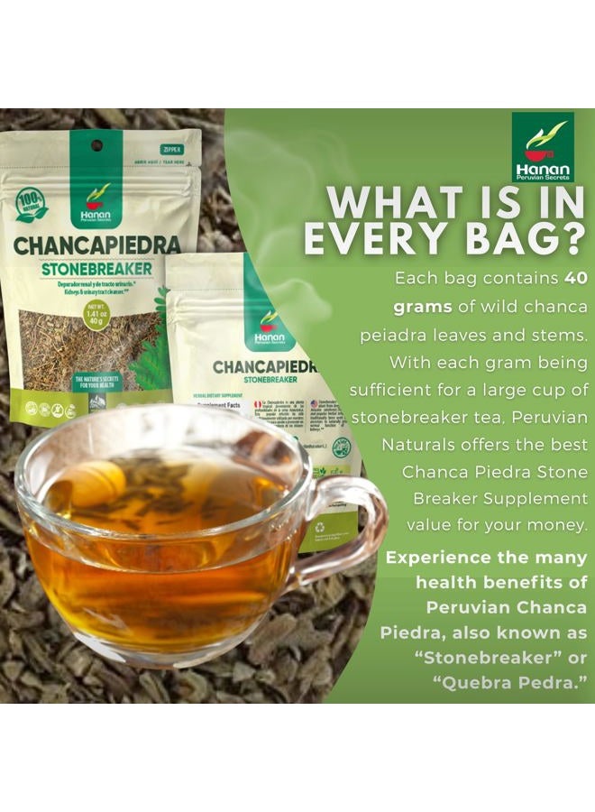 Hanan Chanca Piedra Loose Leaf Herbal Tea 4.2oz 120g of Stone Breaker 40 Grams Each of All-Natural Chancapiedra Plant Leaves and Stems Grown in Peru - Pack of 3 - Image 3
