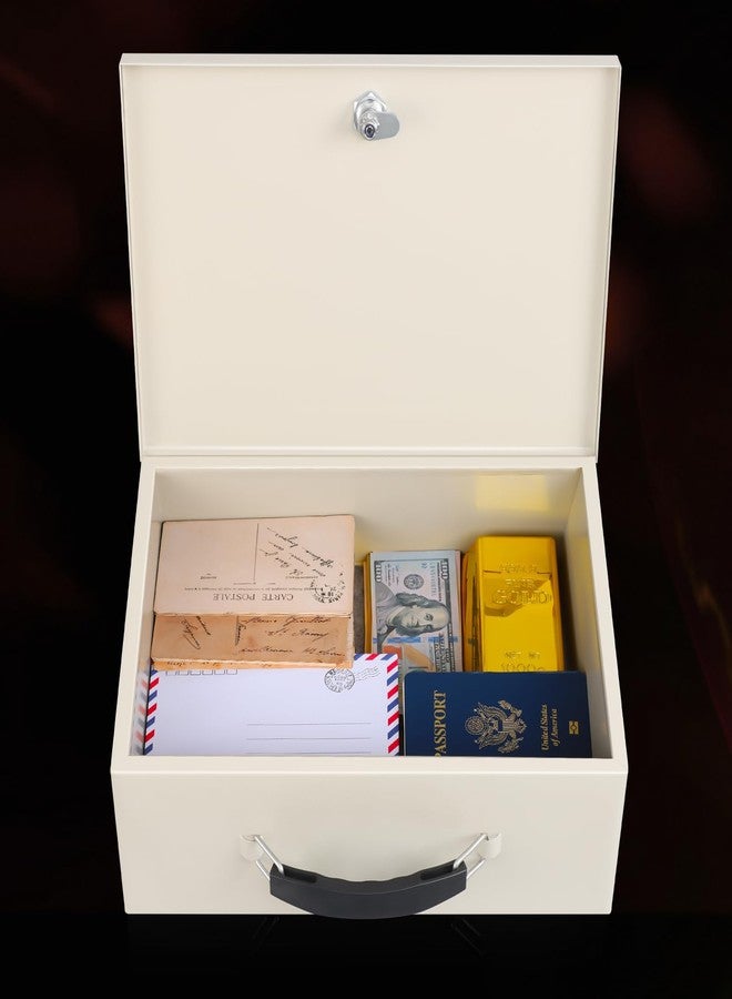 xydled Fire Resistant Safe Fire Safe Box with Key Lock for Home Office Security Storage for Valuables Documents,13.2"x 11"x 5.1" Inch,White - Image 5