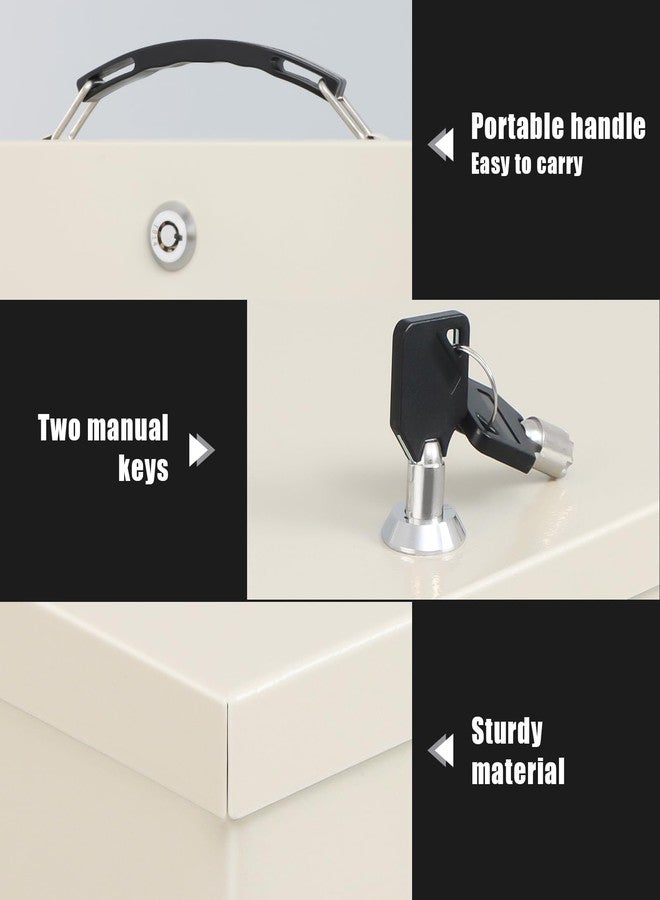 xydled Fire Resistant Safe Fire Safe Box with Key Lock for Home Office Security Storage for Valuables Documents,13.2"x 11"x 5.1" Inch,White - Image 4