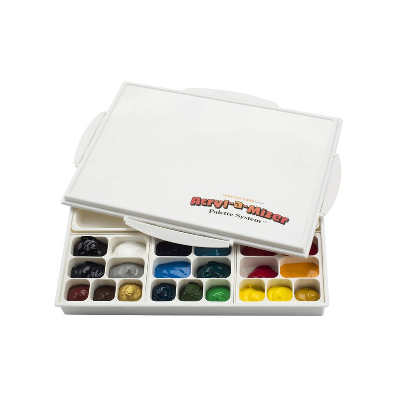 AcrylAMiser Artist Airtight Acrylic Palette for Saving Paint  Leak Proof Multi Purpose 21 Compartments