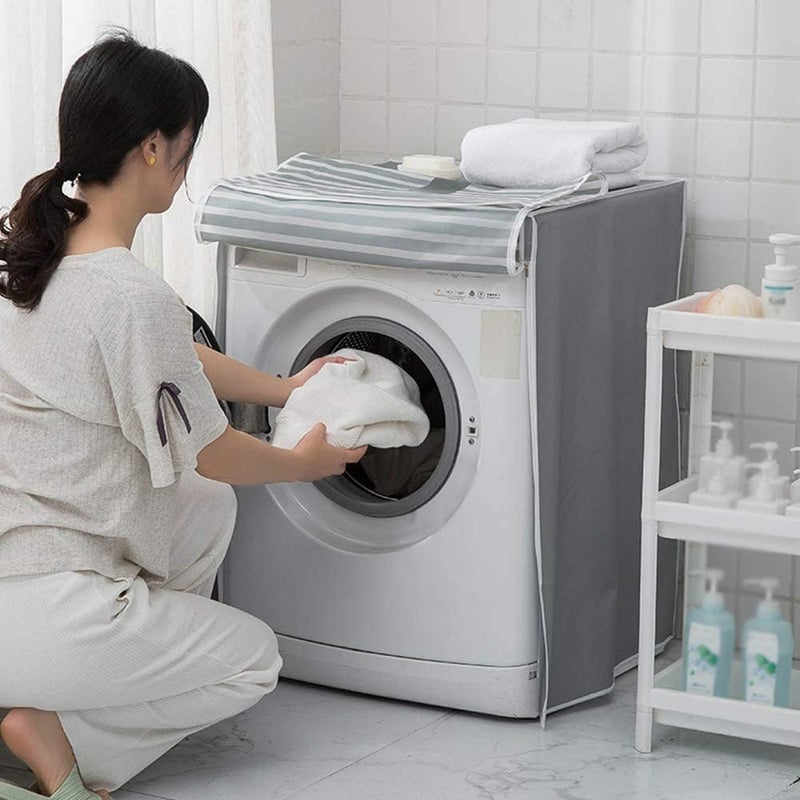 Khazna Washing Machine Cover, Clothes Washer Dust Dryer Cover Lid Tumble Dustproof Cover Case with Zipper for Front Load Washer Protection Waterproof Sun Cartoon Pattern for Drum Washing Machine - Image 5