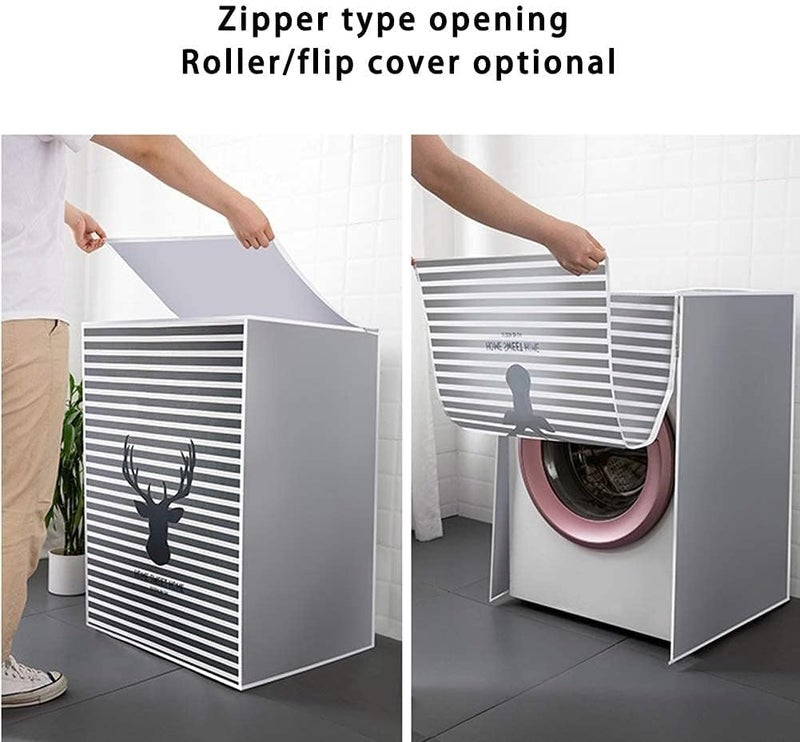 Khazna Washing Machine Cover, Clothes Washer Dust Dryer Cover Lid Tumble Dustproof Cover Case with Zipper for Front Load Washer Protection Waterproof Sun Cartoon Pattern for Drum Washing Machine - Image 3
