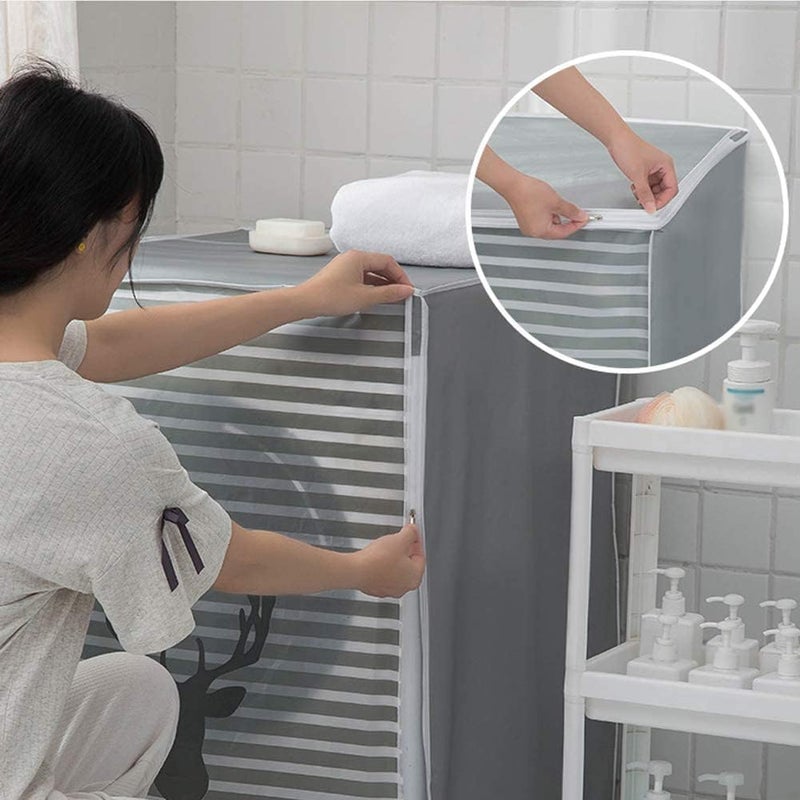 Khazna Washing Machine Cover, Clothes Washer Dust Dryer Cover Lid Tumble Dustproof Cover Case with Zipper for Front Load Washer Protection Waterproof Sun Cartoon Pattern for Drum Washing Machine - Image 2