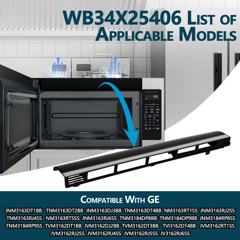 MTZUL WB34X25406 Microwave Vent Grille, Compatible with GE JNM3163DJ1BB, JNM3163RJ1SS, JNM3184DP8BB JVM3162RJ1SS Top Vent Grille, Microwave Vent Kit Replaces 4465386 AP6040821 PS11774030 EAP11774030 - Image 5