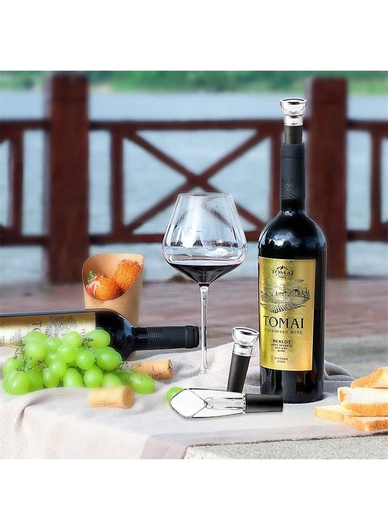 Luckam Pourer & Stopper Set, Aerator & Vacuum, Black, Silicone & Acrylic, Round,   Accessory - Image 2