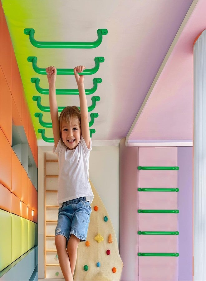 Purife 17 Inch Glossy Green Metal Playground Safety Handles Set of 2 - Indoor Ceiling Monkey Bars for Kids, Playset Grab Handles, Swing Sets Hand Grips Grab Rail - Image 4