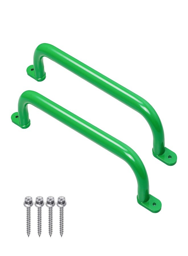 Purife 17 Inch Glossy Green Metal Playground Safety Handles Set of 2 - Indoor Ceiling Monkey Bars for Kids, Playset Grab Handles, Swing Sets Hand Grips Grab Rail - Image 1