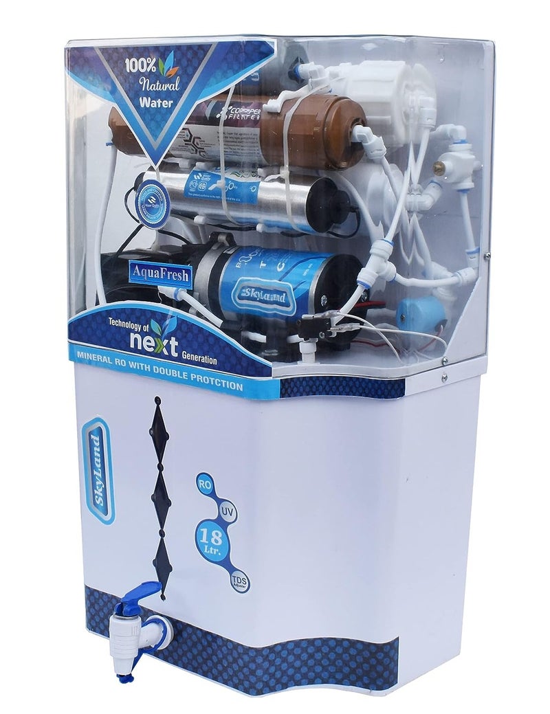 AQUAFRESH Skyland 18 L Ro Uv Uf Copper Filter Tds Water Purifier 7 Stages PurificationSuitable For BorewellTankerMunicipal Water White - Image 3