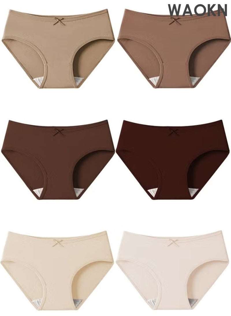 WAOKN 6-Piece Cotton Bikini Breathable Panties high Waist Fashionable Ladies , Breathable and antibacterial , cotton crotch , Made of pure cotton material , simple and versatile, comfortable and friction resistant . - Image 1