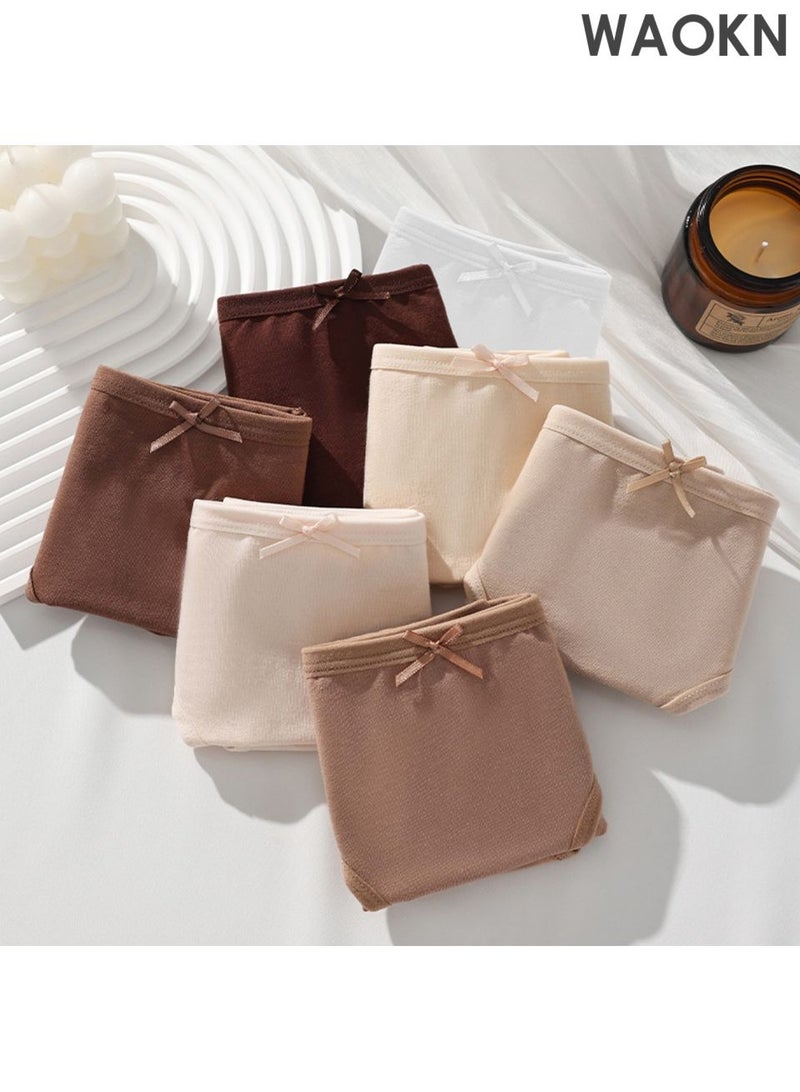 WAOKN 6-Piece Cotton Bikini Breathable Panties high Waist Fashionable Ladies , Breathable and antibacterial , cotton crotch , Made of pure cotton material , simple and versatile, comfortable and friction resistant . - Image 4