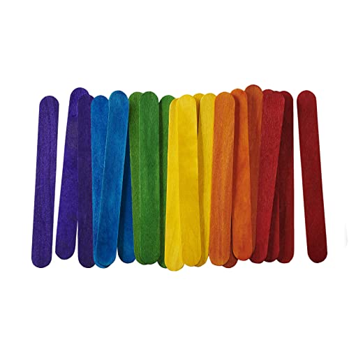 Gusto [100 Count] 6 Inch Colored Jumbo Popsicle Sticks for Crafts - ICES, Ice Cream, Waxing, Tongue Depressor Wood Craft Sticks - (Formerly Comfy Package) - Image 1