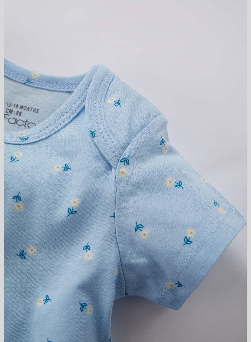 DeFacto 5 Pack BabyGirl Envelope Neck Knitted Short Sleeve Snap Body - Image 2