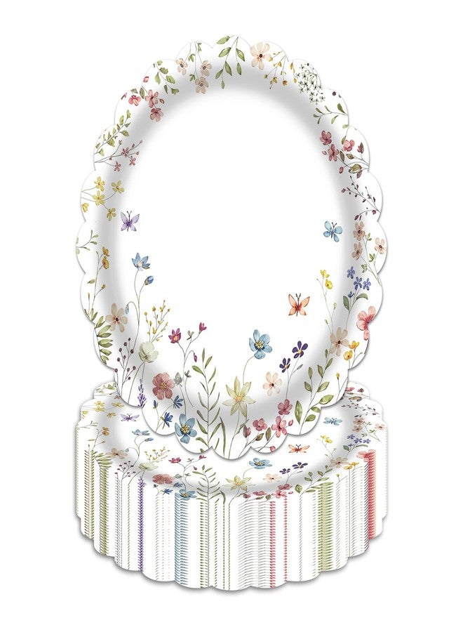 LDFDRT 7 Inch Party Paper Plates Disposable 50PCS Cake Dessert Plates for Birthday Picnic Wedding Baby Shower Tea Party Decorations (Wildflower) - Image 1