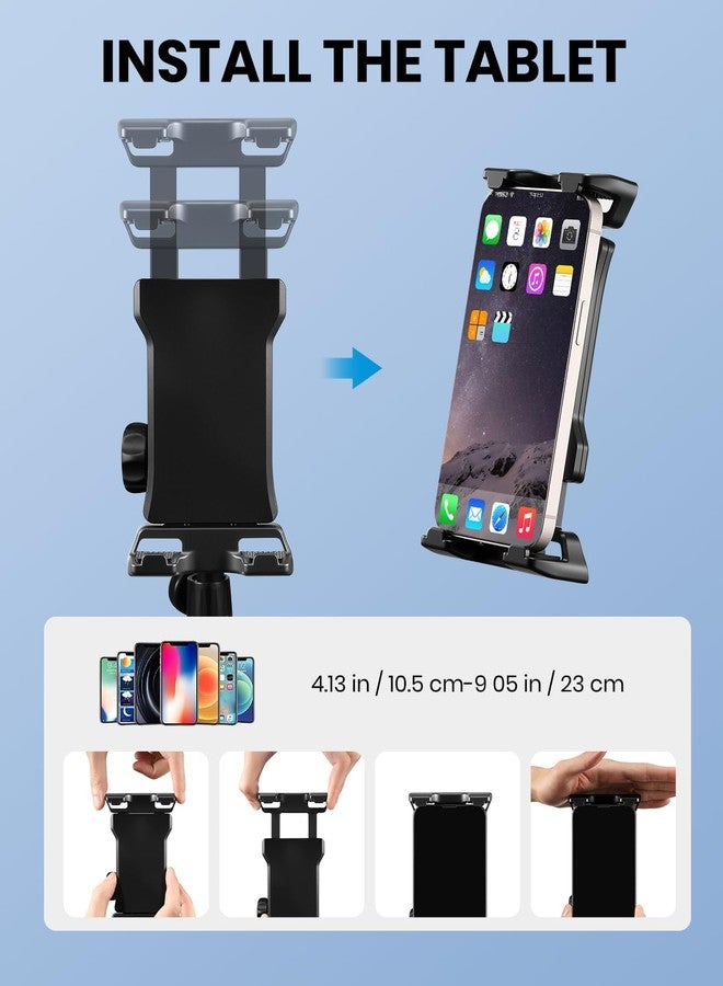 Moukey Tablet Holder for Mic Stand, Adjustable Microphone Music Stand Phone Mount, Compatible with iPad, iPhone, Android, All 4.7 to 12.9 Inches Tablets & Smartphones - Image 4