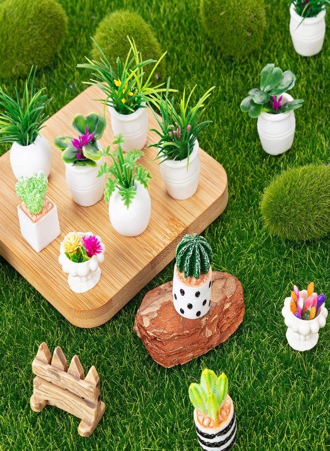 FFNIU 26Pcs Miniature Potted Plants, Mini Artificial Plants, 1:12 Scale Doll House Accessories, Suitable for Dollhouse Decoration, Christmas Birthday Present, DIY Handicrafts - Image 4