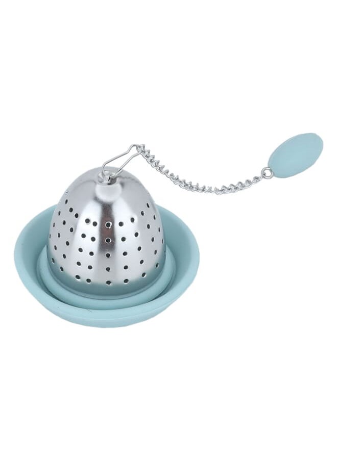 Light blue steel tea infuser with drip saucer - pzsku/Z736E9DEE80D7AD96220EZ/45/_/1722337756/d88374ef-e48c-493a-bc5e-3256e26d3e99