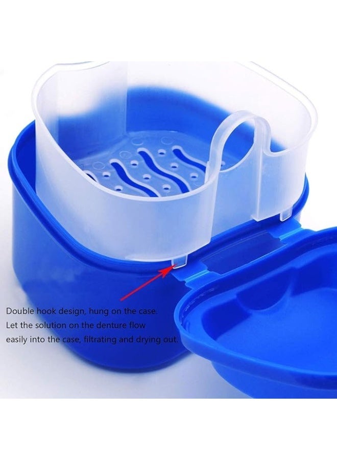 2pcs Denture Bath Box Case Dental False Teeth Storage Box with Hanging Net Container Plastic Artificial Tooth Organizer - Image 5