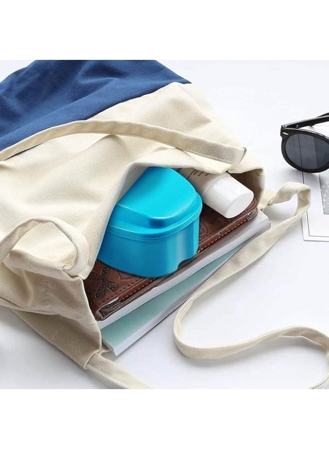 2pcs Denture Bath Box Case Dental False Teeth Storage Box with Hanging Net Container Plastic Artificial Tooth Organizer - Image 3