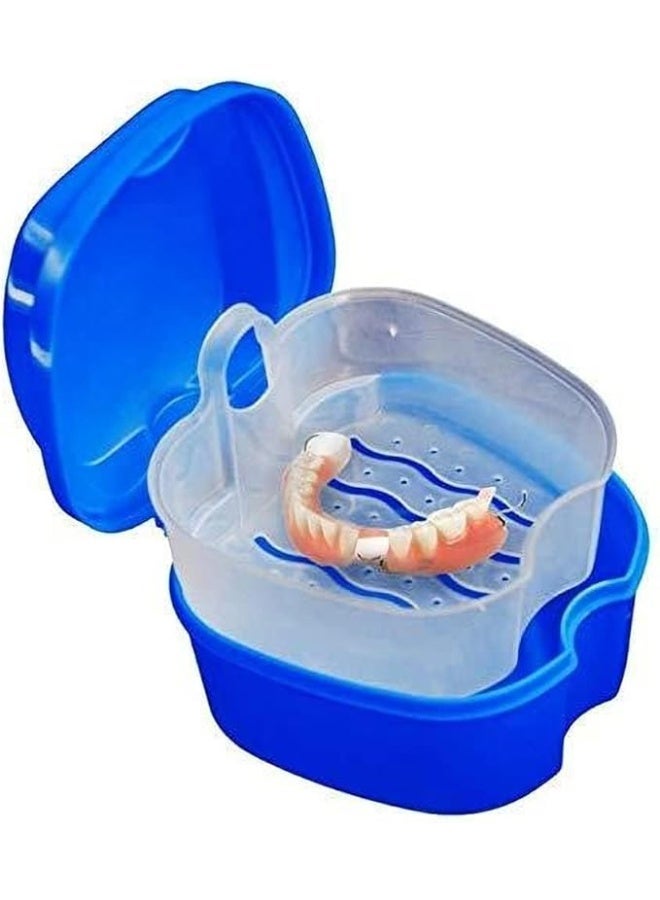 2pcs Denture Bath Box Case Dental False Teeth Storage Box with Hanging Net Container Plastic Artificial Tooth Organizer - Image 2