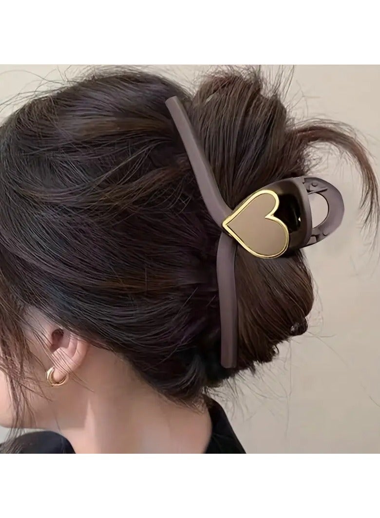 Goolsky 1pc Heart-Shaped Matte Hair Claw Clip - Strong Grip, Non-Slip, Solid Color, Thick Hair Friendly, Simple Design, Hair Accessories for Women - Image 1