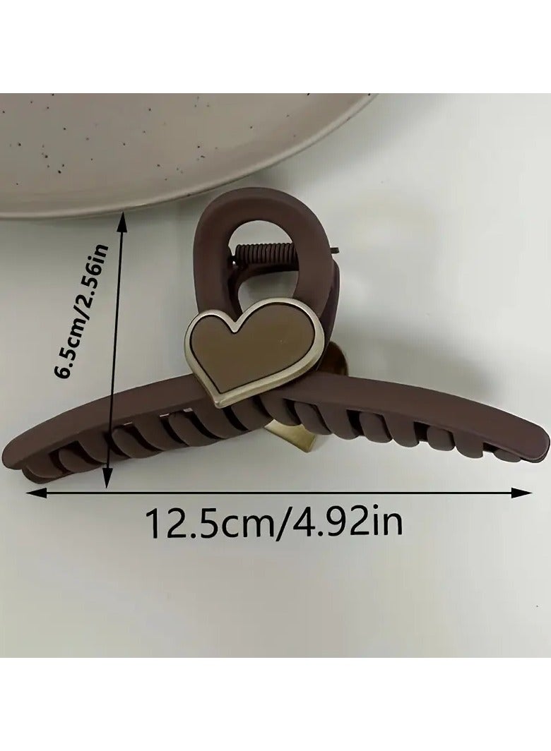 Goolsky 1pc Heart-Shaped Matte Hair Claw Clip - Strong Grip, Non-Slip, Solid Color, Thick Hair Friendly, Simple Design, Hair Accessories for Women - Image 2