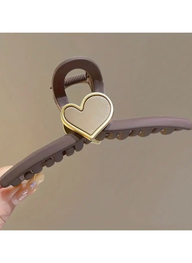Goolsky 1pc Heart-Shaped Matte Hair Claw Clip - Strong Grip, Non-Slip, Solid Color, Thick Hair Friendly, Simple Design, Hair Accessories for Women - Image 3
