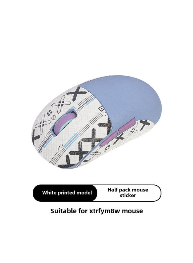 Suitable For XTRFY M8W Mouse Anti-slip Sticker M8W Sticker All-inclusive Sweat-absorbent Anti-sweat Back Sticker Wear-resistant Foot Sticker Side Skirt-Color:1 Piece Of White Printed Anti-slip Sticker [half Pack - Free Cleaning Cotton]  - Image 1