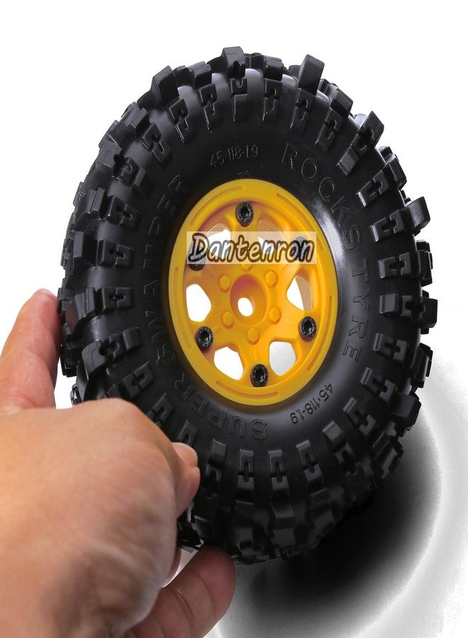 Dantenron 1.9 Rock Crawler Mud Tires and Plastic Wheels Rims OD 118mm 1/10 rc Rubber Grappler hubs Tyres with Foam for 1:10 Crawler Car Tamiya CC01 Traxxas TRX4 Axial SCX10 II RC4WD Gen8 4PCS (Black) - Image 5