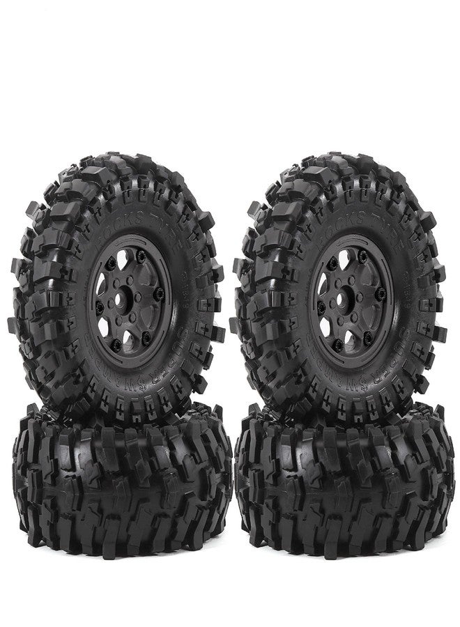 Dantenron 1.9 Rock Crawler Mud Tires and Plastic Wheels Rims OD 118mm 1/10 rc Rubber Grappler hubs Tyres with Foam for 1:10 Crawler Car Tamiya CC01 Traxxas TRX4 Axial SCX10 II RC4WD Gen8 4PCS (Black) - Image 1