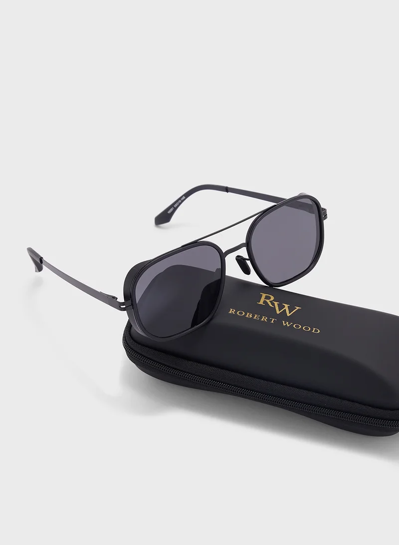 Robert Wood Polarized Lens Aviator Steampunk Sunglasses