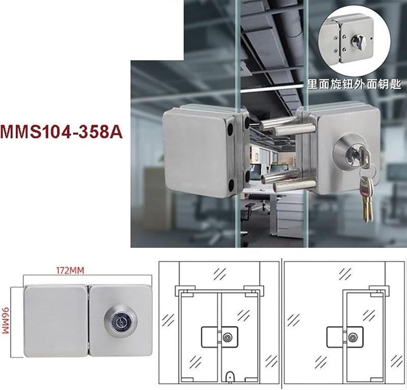 قفل باب من الفولاذ المقاوم للصدأ بدون حفر مع 3 مفاتيح لمكتب الحمام اللون 358A - Image 3