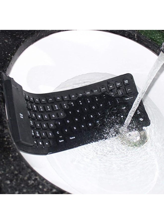 Black FLEXIBLE 85 Keys Silicone Keyboard USB Wired Waterproof Folding Key Board for PC Desktop Laptop - Image 4