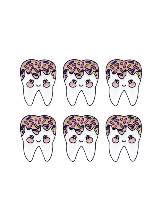 klarako Cartoon Enamel Pin Teeth Shaped Cute Brooch Pin Bag Clothes Hat Jewelry for Girls Women Kids Gift Party Favor 6pcs - Image 1