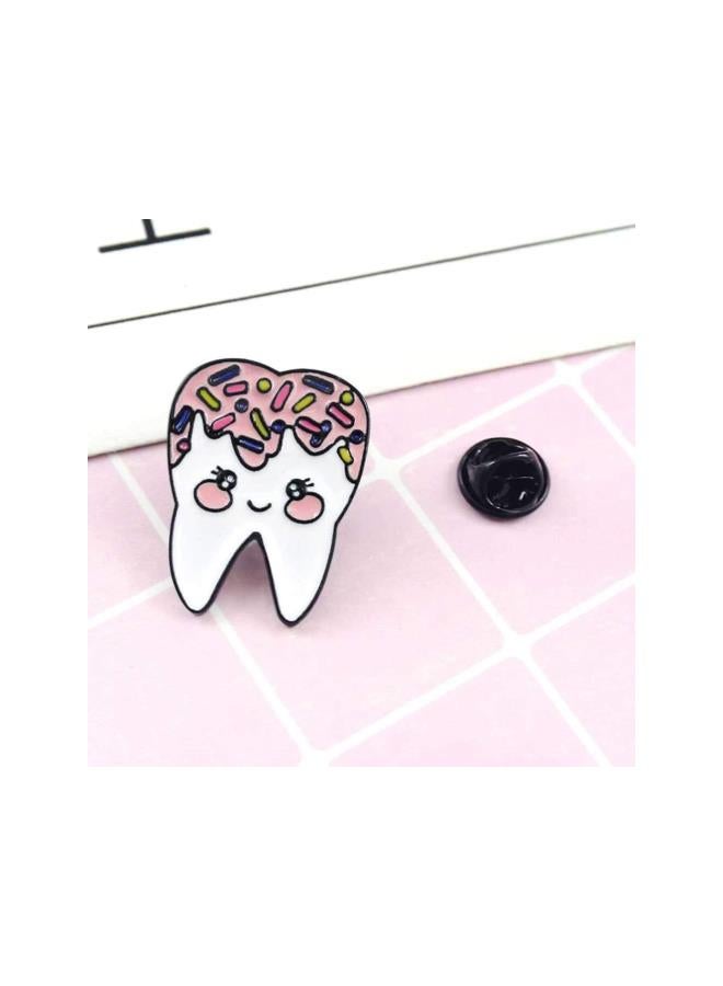 klarako Cartoon Enamel Pin Teeth Shaped Cute Brooch Pin Bag Clothes Hat Jewelry for Girls Women Kids Gift Party Favor 6pcs - Image 5