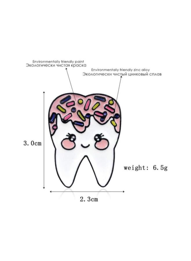 klarako Cartoon Enamel Pin Teeth Shaped Cute Brooch Pin Bag Clothes Hat Jewelry for Girls Women Kids Gift Party Favor 6pcs - Image 2