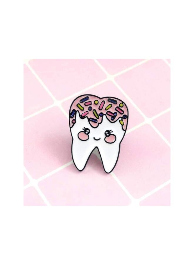 klarako Cartoon Enamel Pin Teeth Shaped Cute Brooch Pin Bag Clothes Hat Jewelry for Girls Women Kids Gift Party Favor 6pcs - Image 3